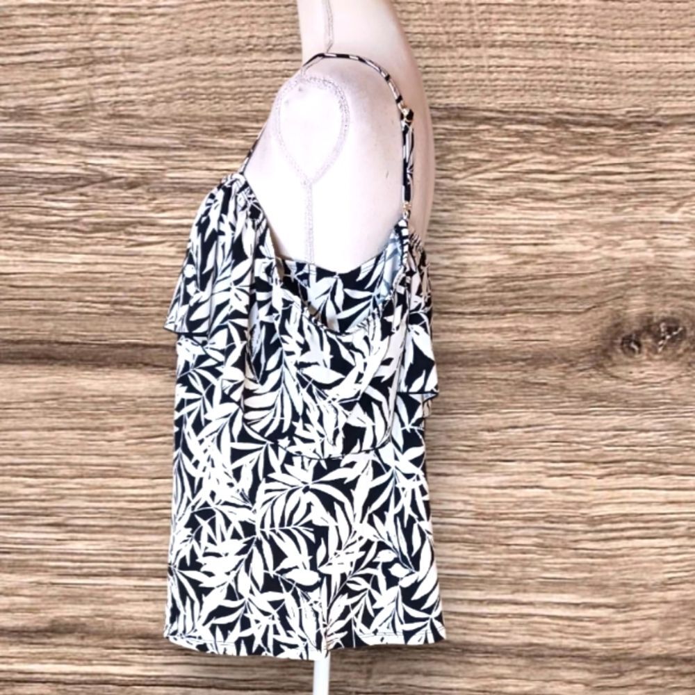 A Shore Fit Women's Swimwear Top Self Bra Cold Shoulder Black & White Print 20W - Picture 3 of 8